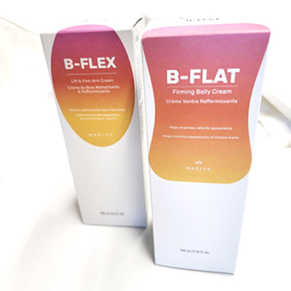 (4 Tot)2 MAELYS B-FLAT BELLY FIRMING CREAM AND 2 B-FLEX LIFT & ARM CREAM (NEW I…